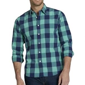 Untuckit Men's Bonardo Button Down Buffalo Plaid Shirt Blue/Green Sz XXL Casual